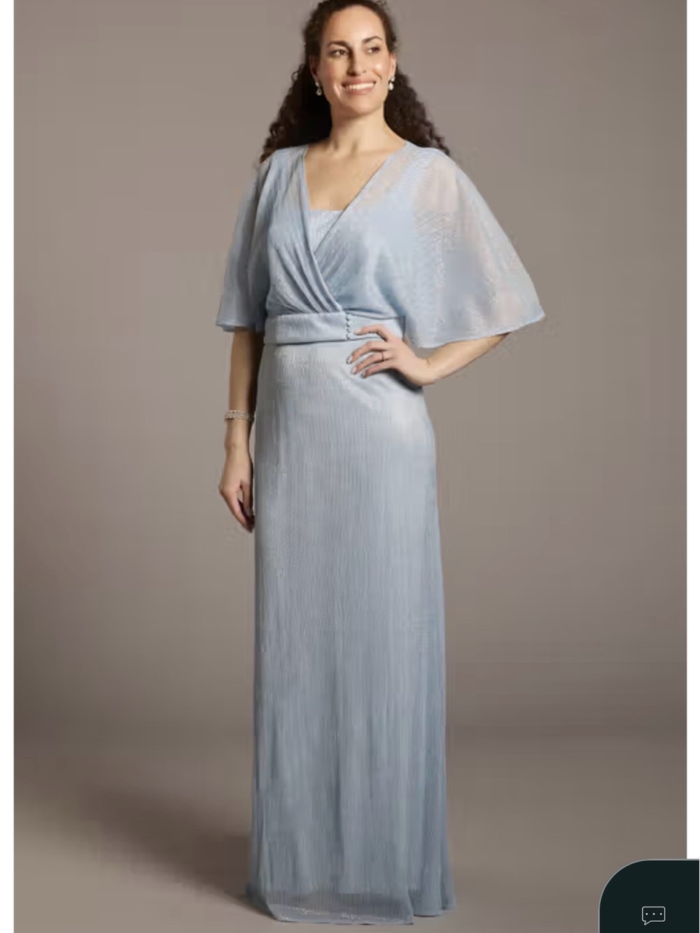 Oleg Cassini by David’s Bridal Dusty Blue Knit Glitter Dress